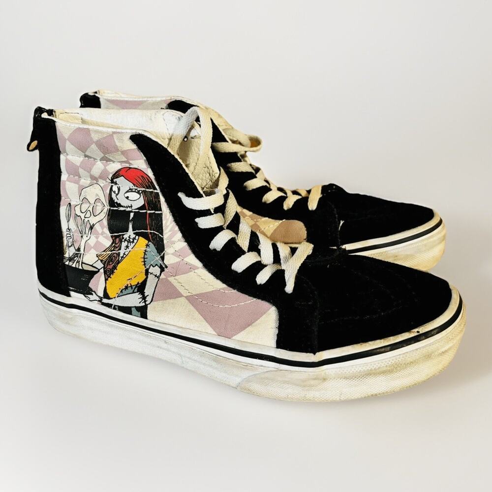 Vans Black White Pink Checkerboard High-Top Sneakers with Graphic